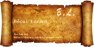 Bécsi Lóránt névjegykártya
